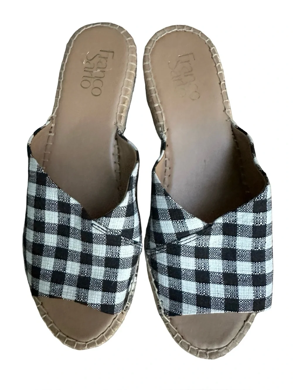 Franco Sarto Gingham Espadrille Slip on Slide Sandals Women’s 7
